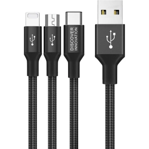 Kabel Nillkin Swift 3w1 USB-C/microUSB/Lightning Black
