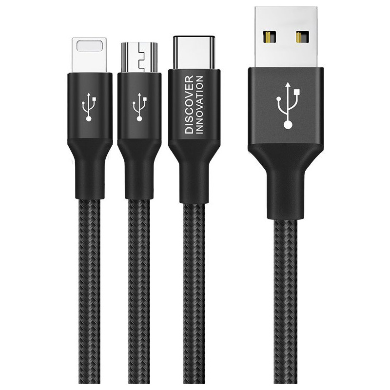 Nillkin Distributor - 6902048179882 - NLK240BLK - Nillkin Swift 3-in-1 Cable USB C/Micro USB/Lightning Black - B2B homescreen