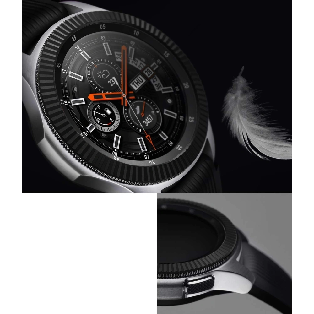 Hurtownia GSM - Náhradní kryt na tachymetr Ringke Samsung Galaxy Gear S3/Watch 46mm nerezová ocel pruhovaná černá GW-46-05 - RGK844SBLK - {ean13} - Hurt
