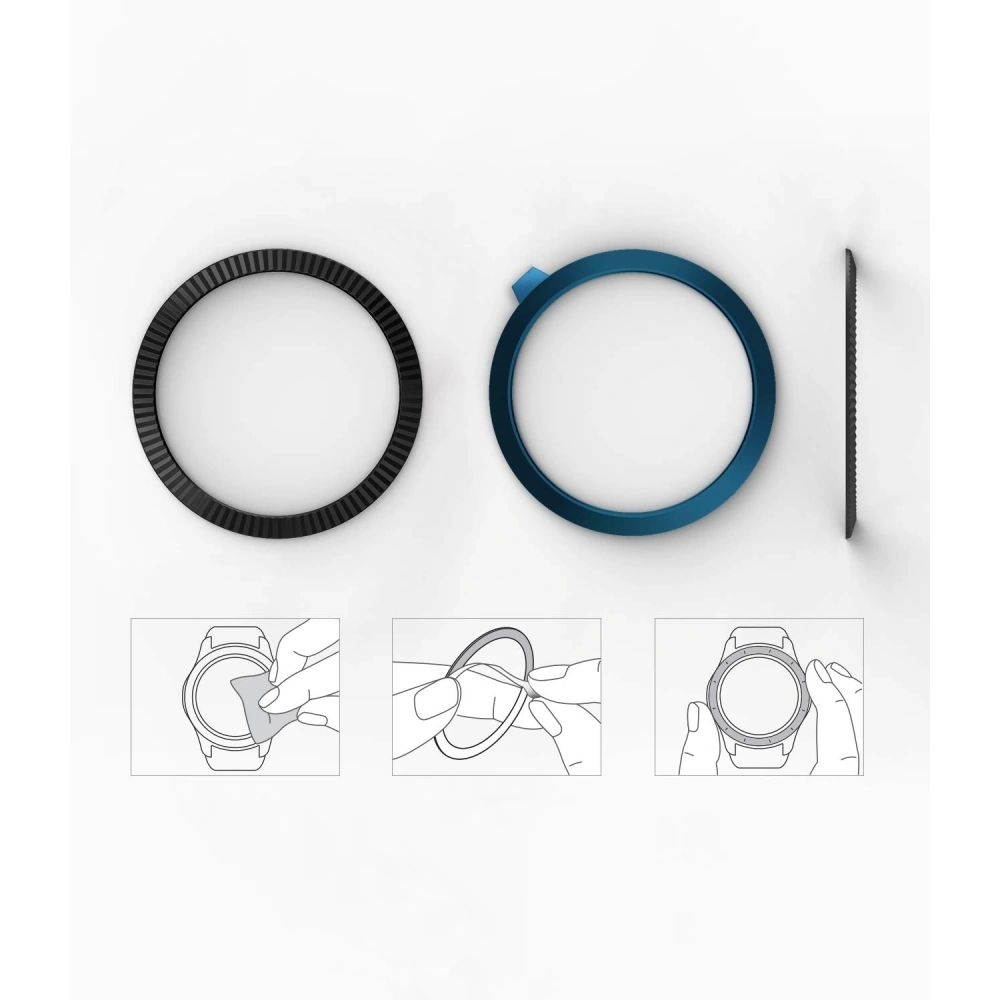 Hurtownia GSM - Náhradní kryt na tachymetr Ringke Samsung Galaxy Gear S3/Watch 46mm nerezová ocel pruhovaná černá GW-46-05 - RGK844SBLK - {ean13} - Hurt