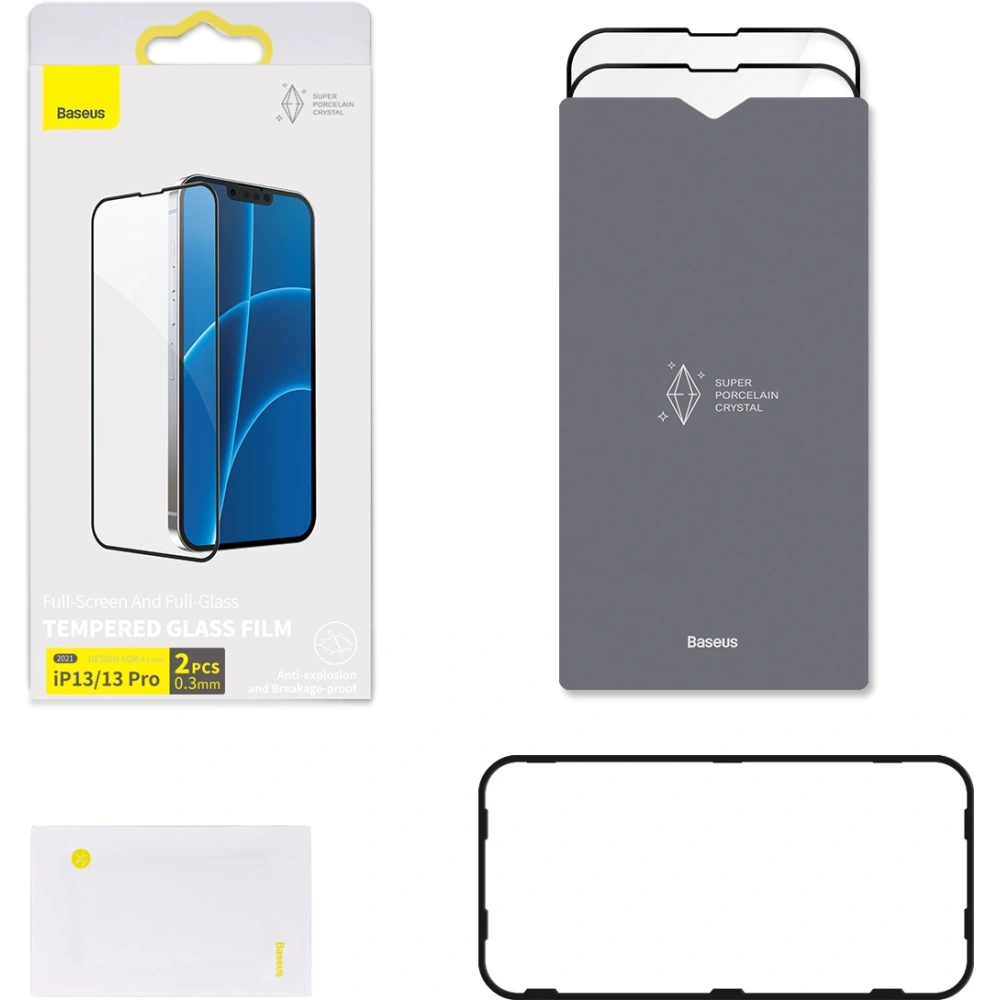 Hurtownia GSM - Tvrzené sklo 0.3mm Baseus SGQP030101 Apple iPhone 16e / 14 / 13 / 13 Pro [2 PACK] (černý rámeček) - BSU2972 - {ean13} - Hurt