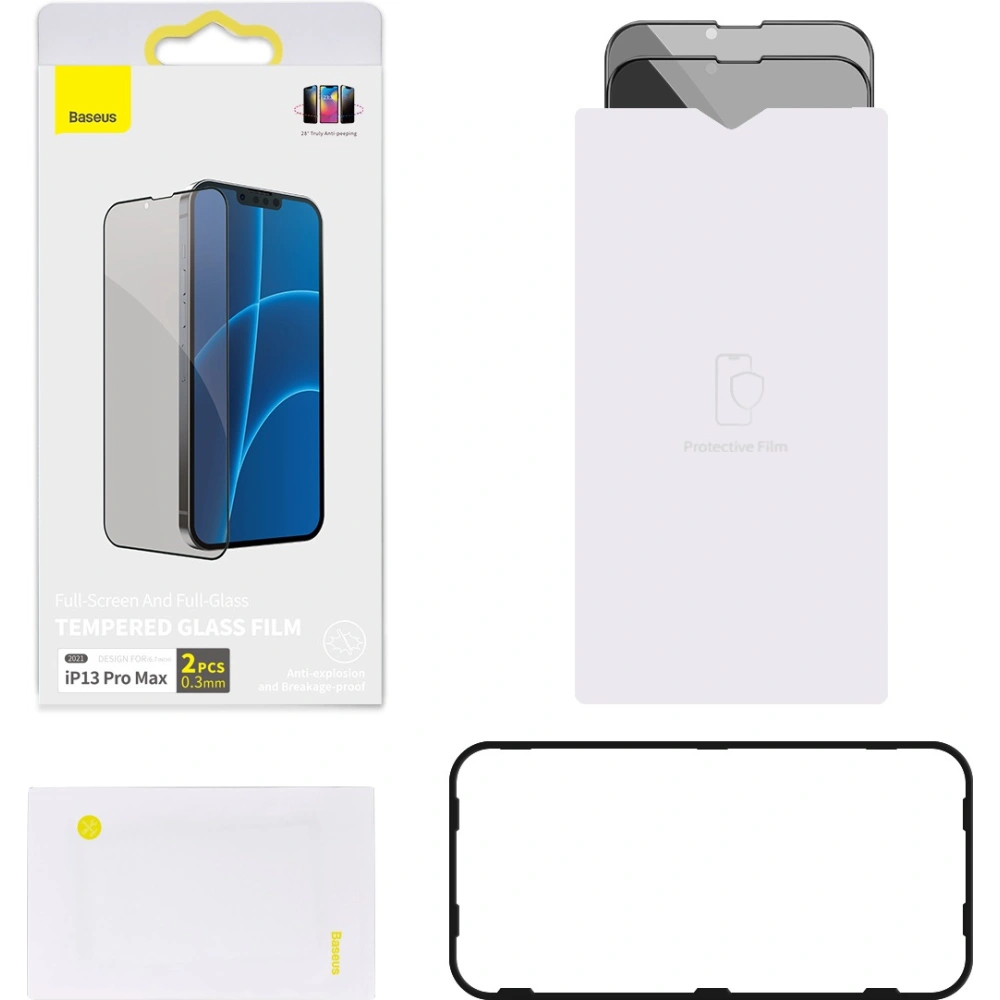 Hurtownia GSM - Sklo privatizující 0.3mm Baseus SGQP010801 Privacy Apple iPhone 13 Pro Max [2 PACK] (černý rám) - BSU2973 - {ean13} - Hurt