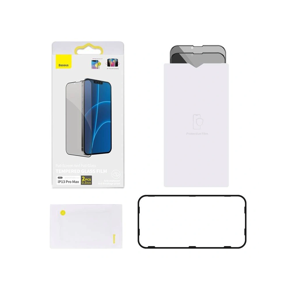 Hurtownia GSM - Sklo privatizující 0.23mm Baseus SGQP020501 Privacy Apple iPhone 13 Pro Max [2 PACK] (černý rámeček) - BSU2976 - {ean13} - Hurt