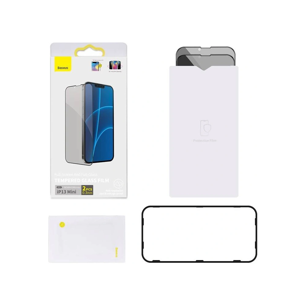 Sklo privatizující 0.23mm Baseus SGQP020301 Privacy Apple iPhone 13 mini [2 PACK] (černý rámeček)