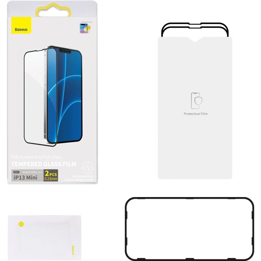 Szkło hartowane 0.23mm Baseus SGQP020001 Apple iPhone 13 mini [2 PACK] (czarna ramka)