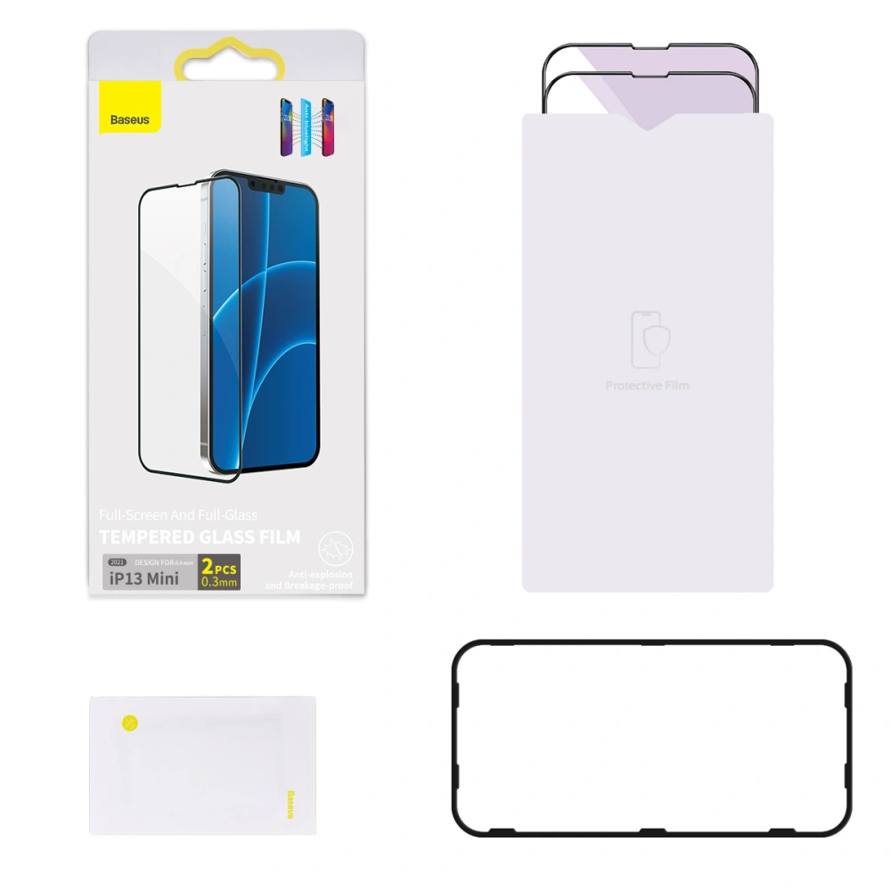 Hurtownia GSM - Tvrzené sklo 0.3mm Baseus SGQP010001 Apple iPhone 13 mini [2 PACK] (černý rám) - BSU2990 - {ean13} - Hurt