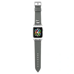 Pasek Karl Lagerfeld KLAWMOKHG Apple Watch 4/5/6/7/SE/8/9/10 40/41/42mm srebrny/silver strap Saffiano Karl Heads