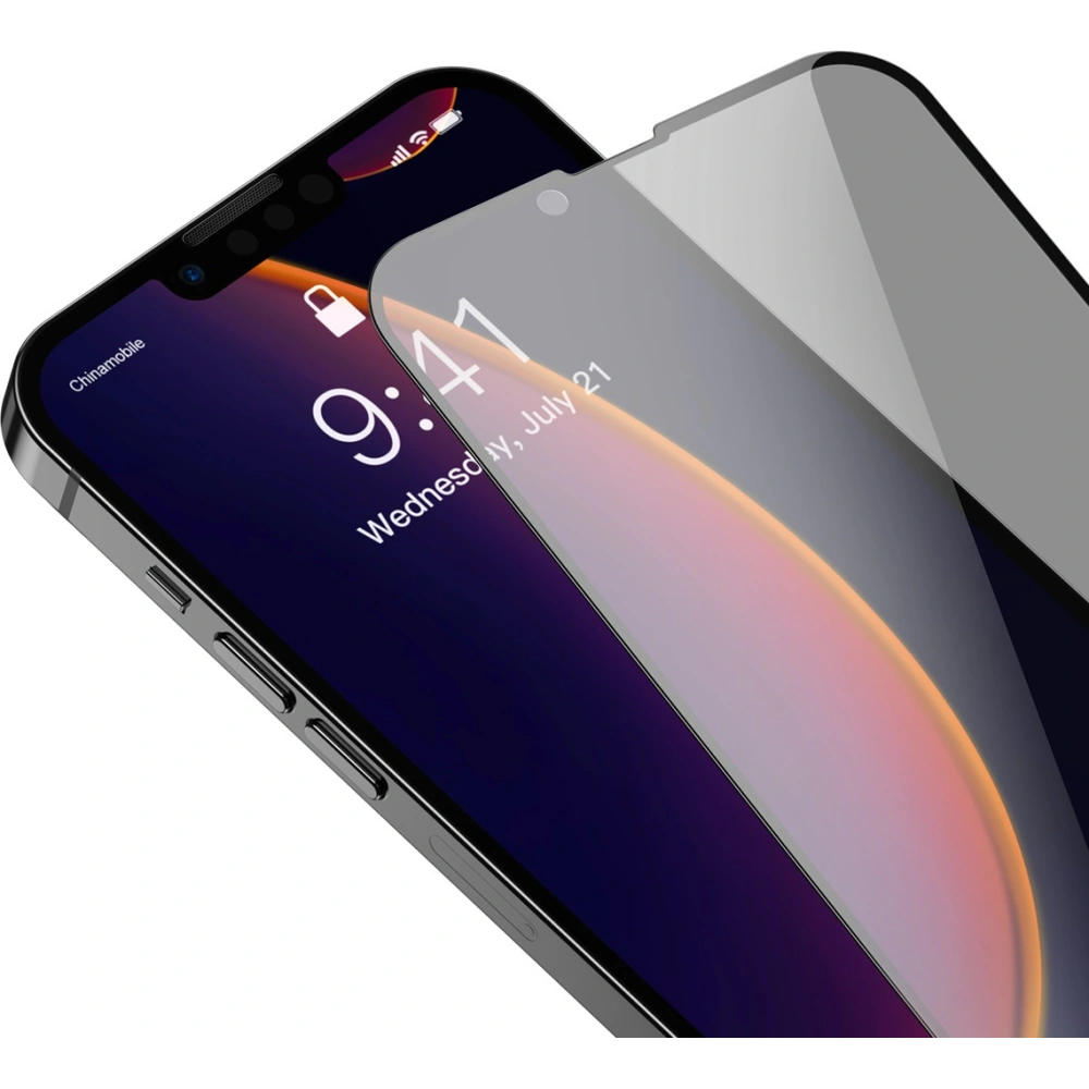 Hurtownia GSM - Sklo privatizující 0.3mm Baseus SGQP010601 Privacy Apple iPhone 13 mini [2 PACK] (černý rámeček) - BSU2995BLK - {ean13} - Hurt