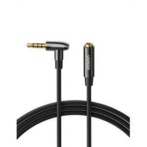 Kątowy kabel mini jack 3.5mm AUX UGREEN AV188, 2m (czarny)