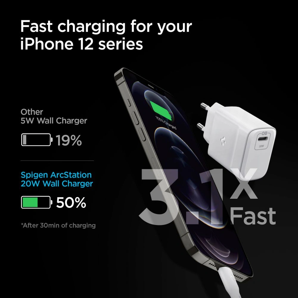 Wholesale Spigen PE2011 PowerArc Wall Charger PD 20W QC 3.0 White - SPN2041WHT - {ean13} - Hurt