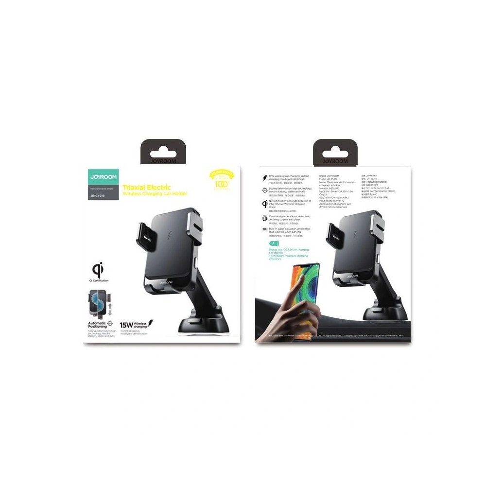 Hurtownia GSM - Upevnění do auta s bezdrátovou nabíječkou Joyroom JR-ZS219 Dashboard Car Mount Wireless Charger Black - JYR002BLK - {ean13} - Hurt