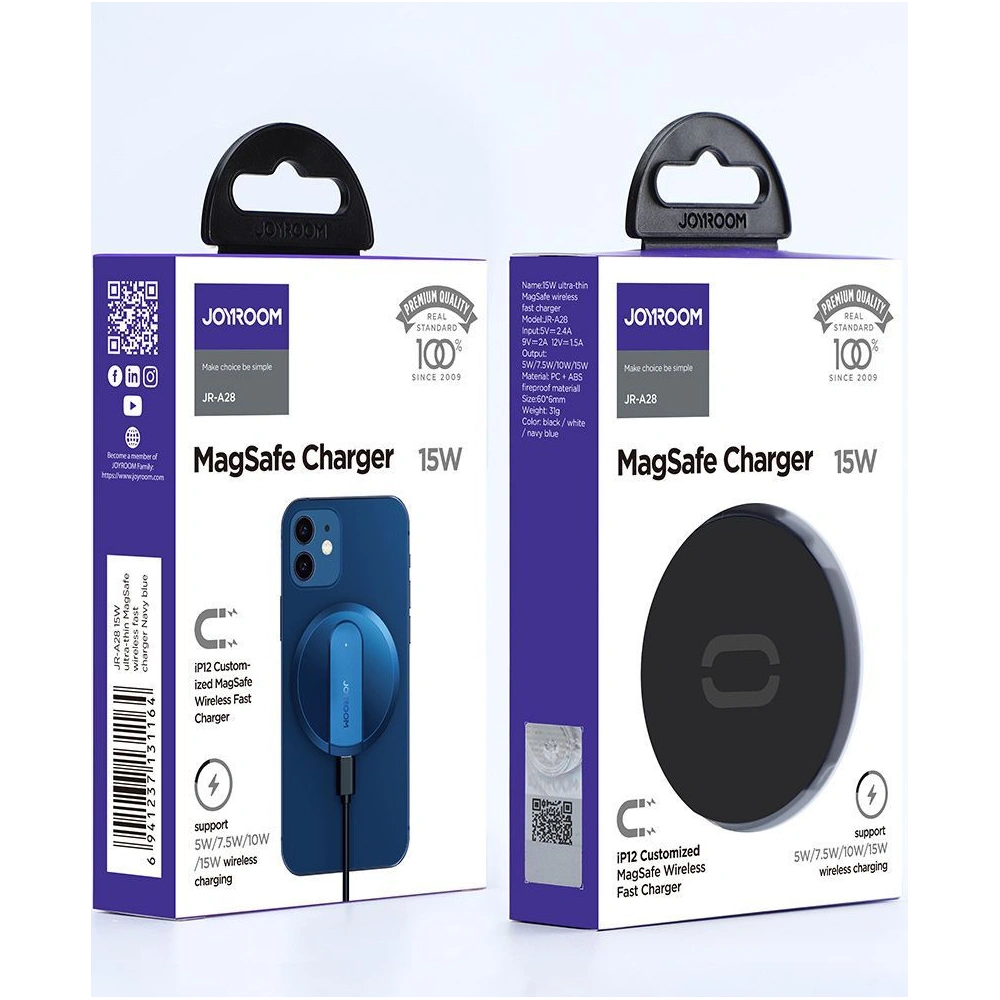 Hurtownia GSM - Bezdrátová nabíječka Joyroom JR-A28 Magnetic MagSafe Wireless Charger 15W černá - JYR003BLK - {ean13} - Hurt
