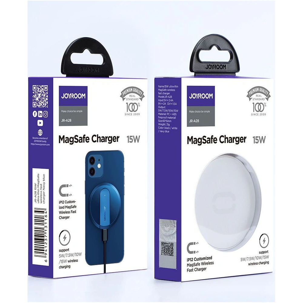 Wholesale Joyroom JR-A28 Magnetic MagSafe Wireless Charger 15W White - JYR004WHT - {ean13} - Hurt