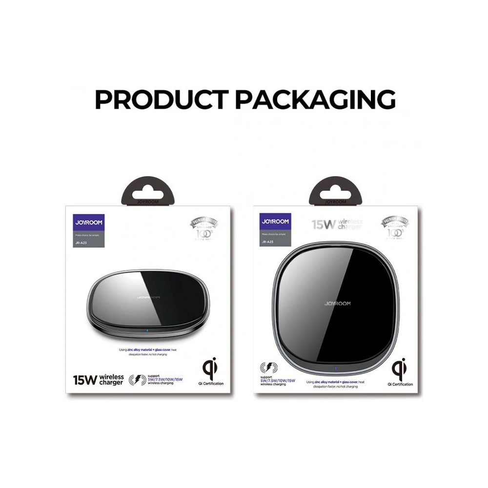 Wholesale Joyroom JR-A23 Square Wireless Charger 15W Black - JYR005BLK - {ean13} - Hurt