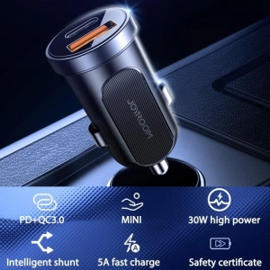 Joyroom C-A08 2-port Car Charger PD 30W QC 3.0 Black