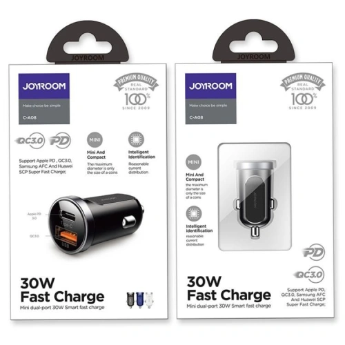 Ładowarka samochodowa Joyroom C-A08 2-port Car Charger PD 30W QC 3.0 Black
