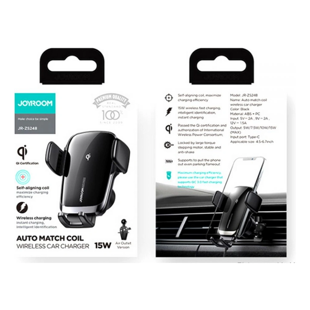 Hurtownia GSM - Uchytník do auta s indukční nabíječkou Joyroom JR-ZS248 Vent Car Mount Wireless Charger Black - JYR011BLK - {ean13} - Hurt