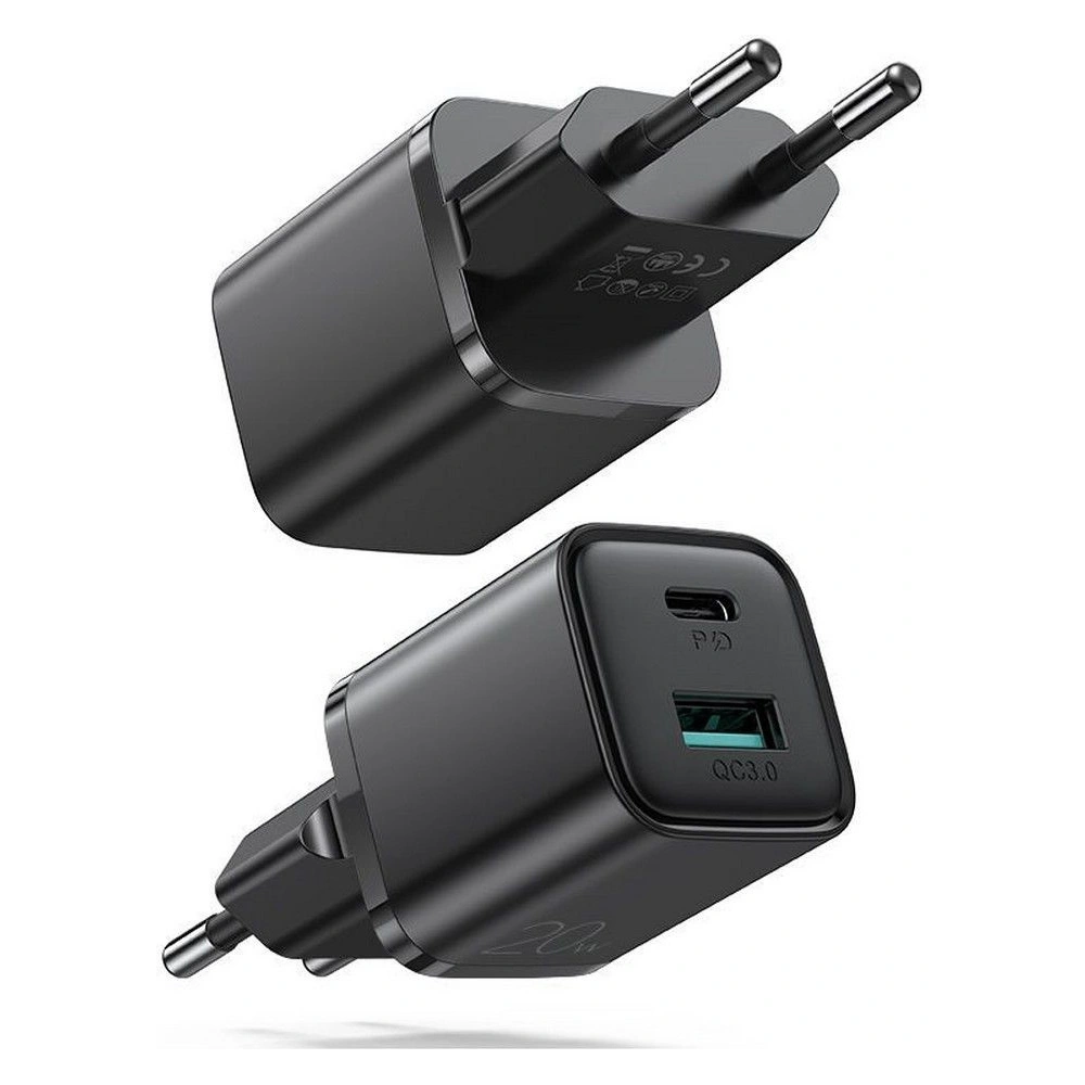 Hurtownia GSM - Síťová nabíječka Joyroom L-QP207 2-portová nástěnná nabíječka PD 20W QC 3.0 černá - JYR017BLK - {ean13} - Hurt