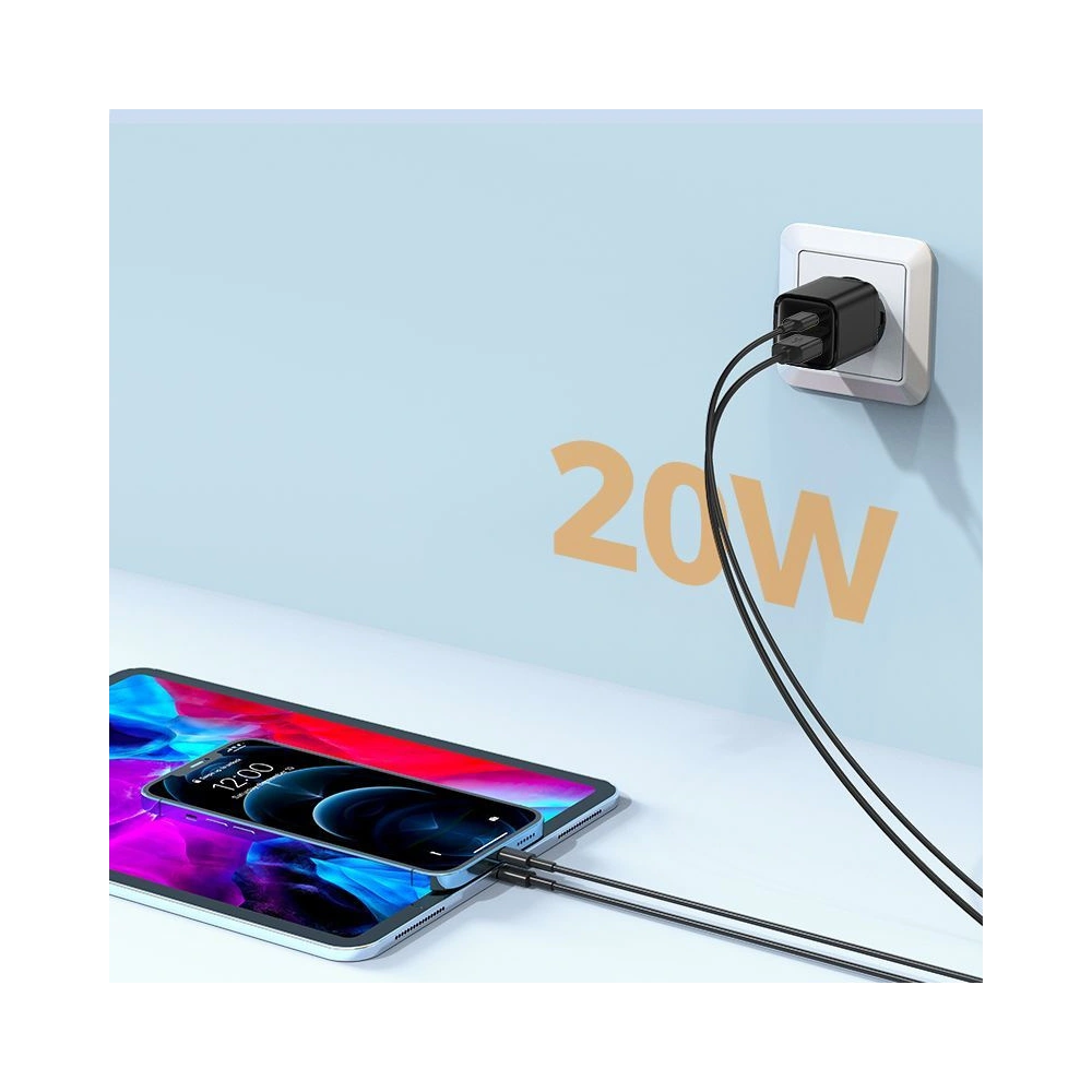 Wholesale Joyroom L-QP207 2-port Wall Charger PD 20W QC 3.0 Black - JYR017BLK - {ean13} - Hurt