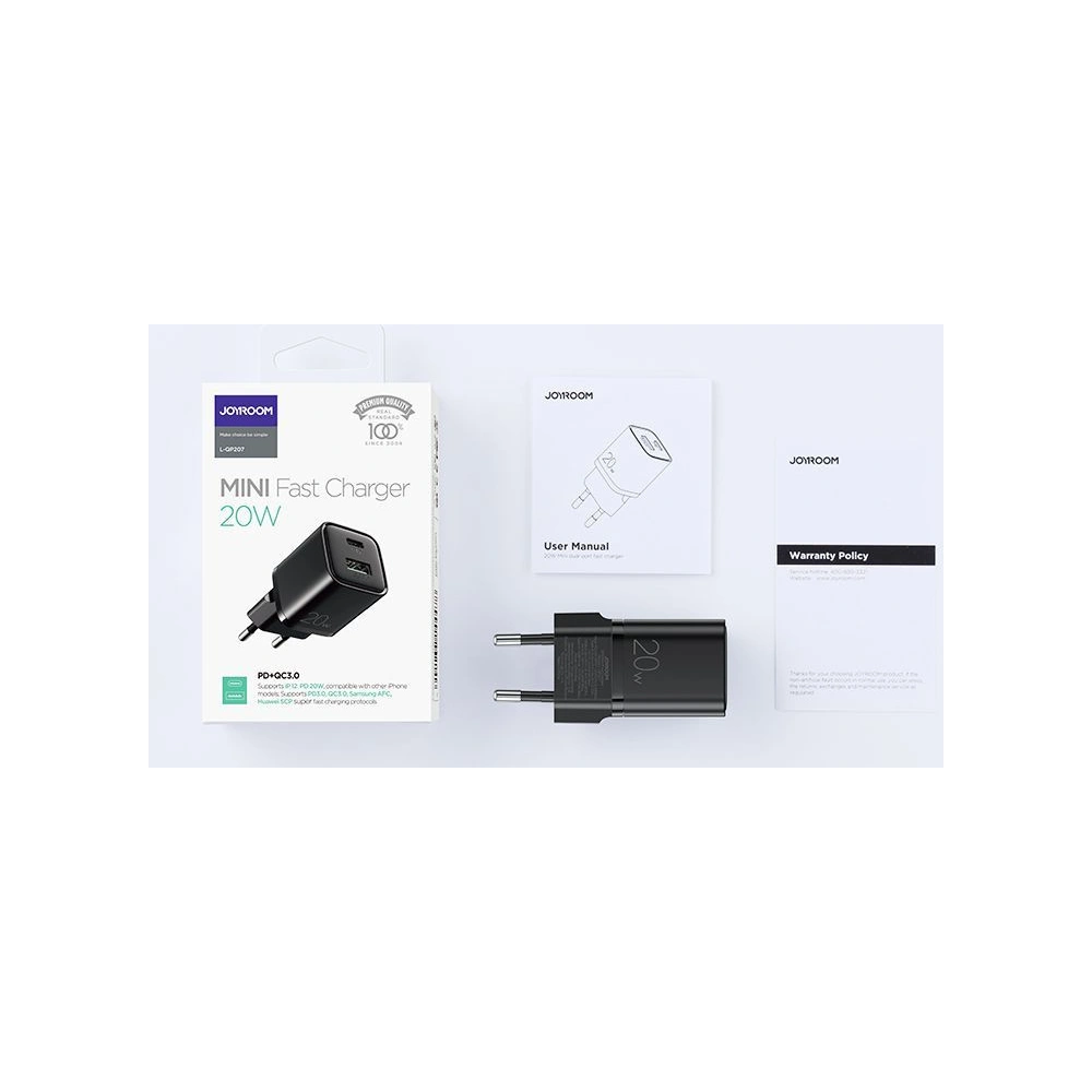 Wholesale Joyroom L-QP207 2-port Wall Charger PD 20W QC 3.0 Black - JYR017BLK - {ean13} - Hurt
