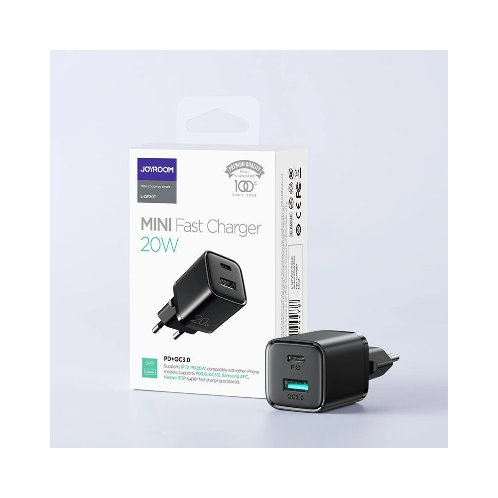Wholesale Joyroom L-QP207 2-port Wall Charger PD 20W QC 3.0 Black - JYR017BLK - {ean13} - Hurt