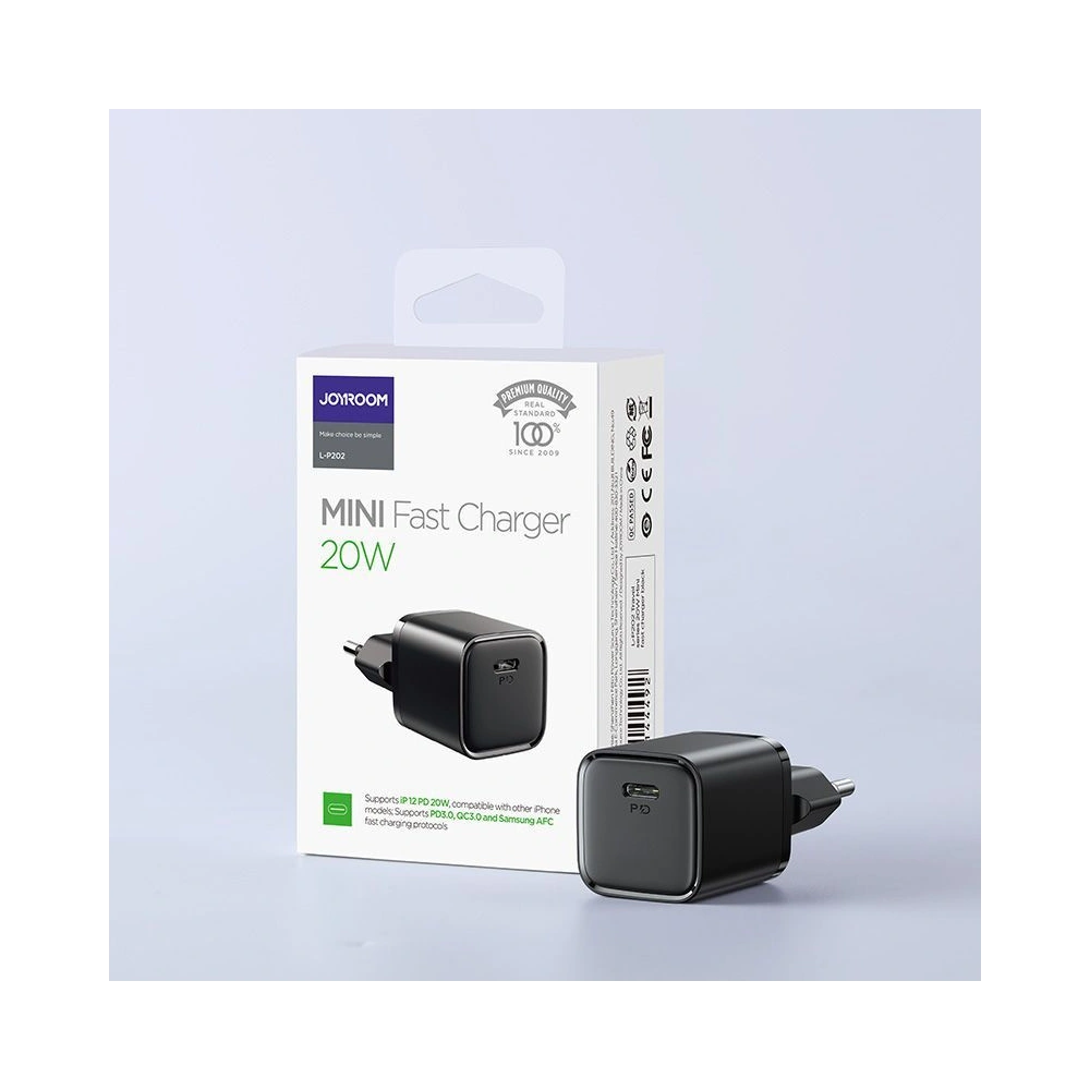 Wholesale Joyroom L-P202 Wall Charger PD 20W QC 3.0 Black - JYR018BLK - {ean13} - Hurt
