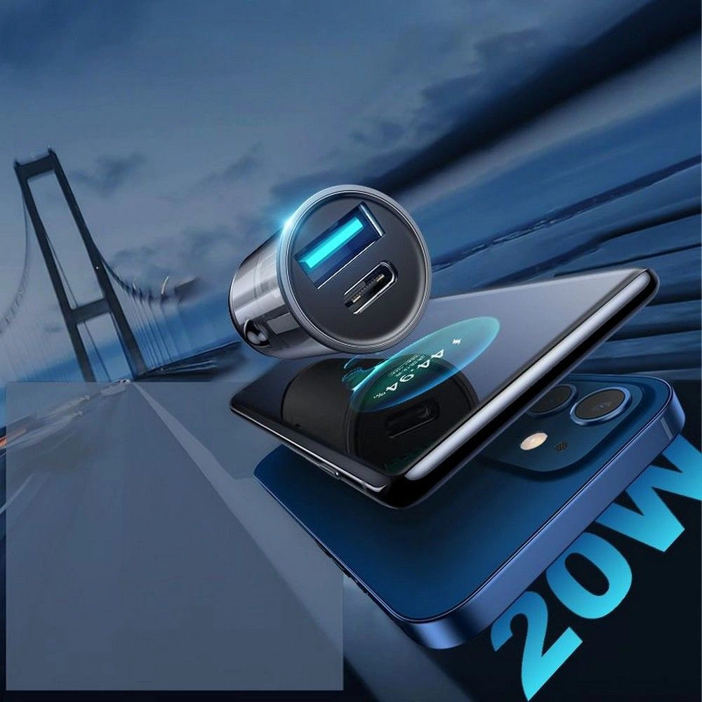 Hurtownia GSM - Autonabíječka Joyroom C-A43 2-portová nabíječka PD 20W QC 3.0 šedá - JYR020GRY - {ean13} - Hurt