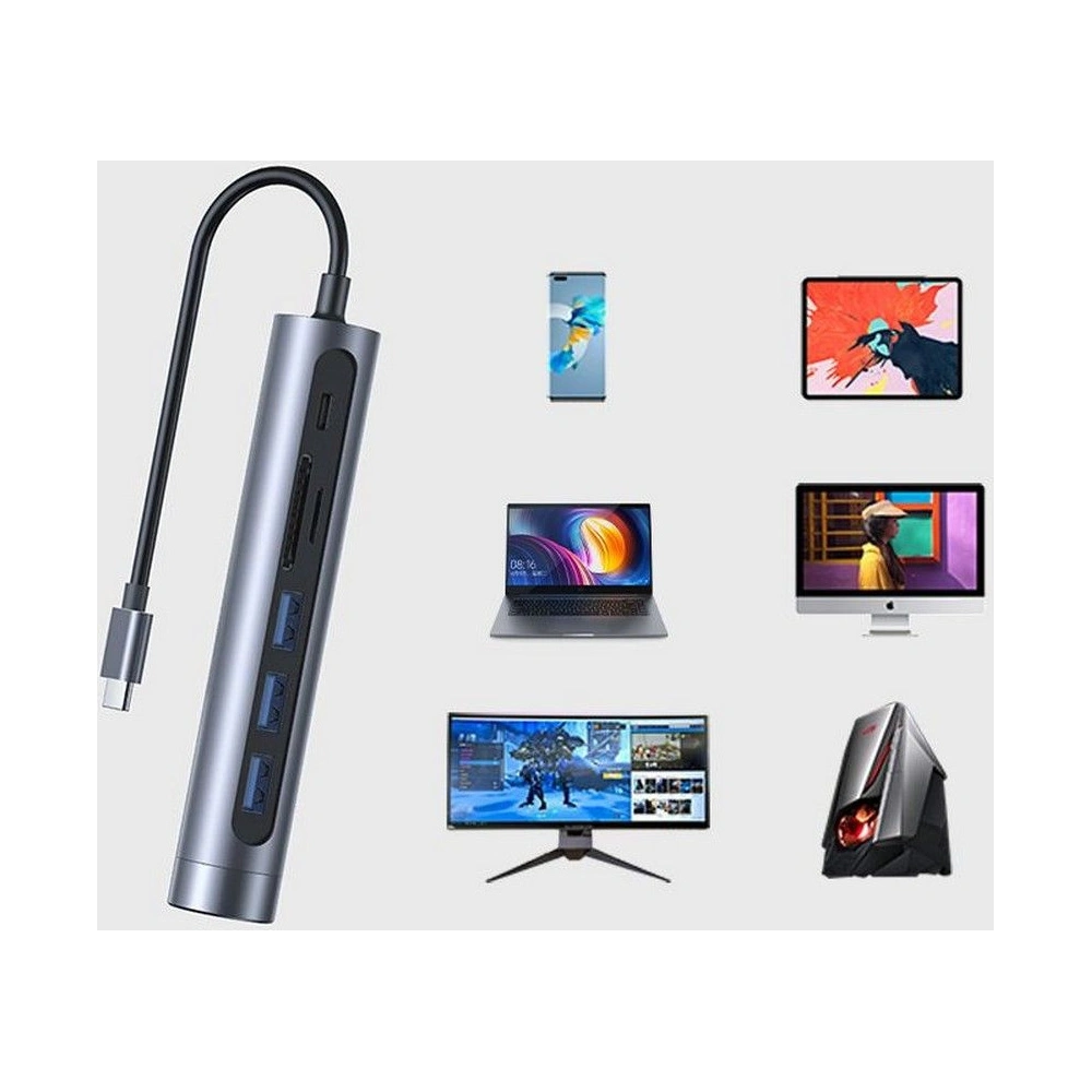 Hurtownia GSM - Adaptér Joyroom S-H112 USB 7in1 tmavě šedý - JYR021GRY - {ean13} - Hurt