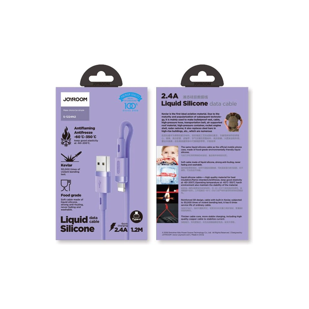 Hurtownia GSM - Kabel Joyroom S-1224N2 USB-A - USB-C 120cm fialový - JYR041PRP - {ean13} - Hurt