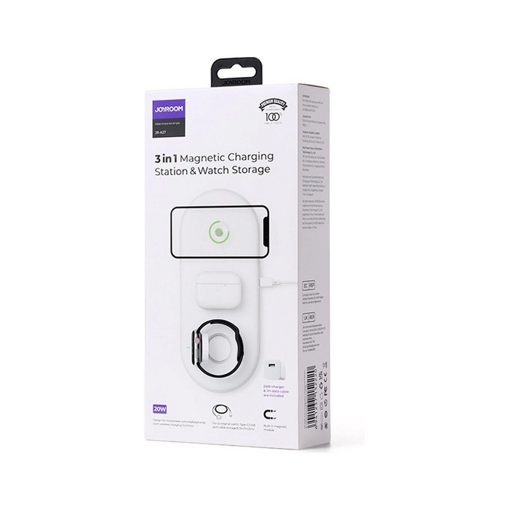 Hurtownia GSM - Bezdrátová nabíječka Joyroom JR-A27 3in1 Magnetic MagSafe Wireless Charger White - JYR049WHT - {ean13} - Hurt