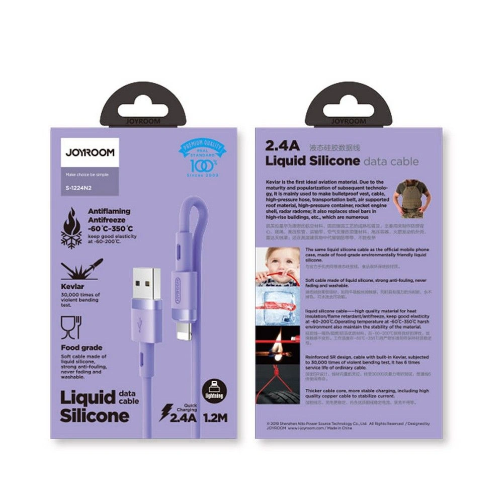 Hurtownia GSM - Kabel Joyroom S-1224N2 USB-A - Lightning 120cm fialový - JYR050PRP - {ean13} - Hurt
