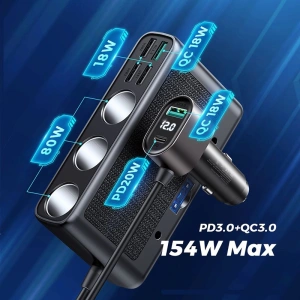 Hurtownia GSM - Ładowarka samochodowa Joyroom JR-CL06 Multi-port USB Car Charger PD 154W QC 3.0 Black - JYR058BLK - {ean13} - Hurt