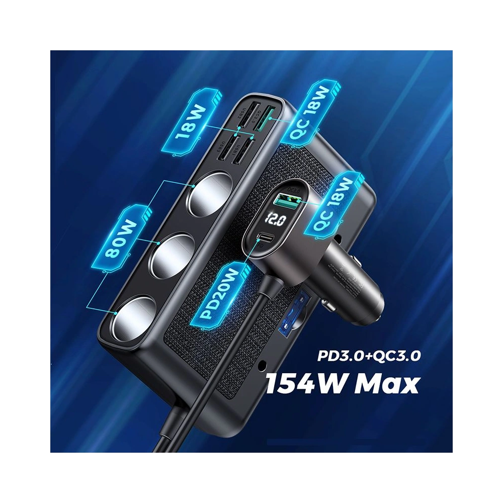 Hurtownia GSM - Automobilní nabíječka Joyroom JR-CL06 Multi-port USB Car Charger PD 154W QC 3.0 Černá - JYR058BLK - {ean13} - Hurt