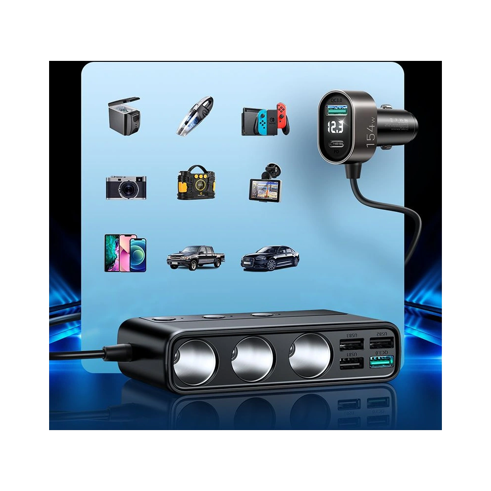 Hurtownia GSM - Ładowarka samochodowa Joyroom JR-CL06 Multi-port USB Car Charger PD 154W QC 3.0 Black - JYR058BLK - {ean13} - Hurt