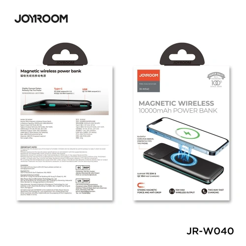 Powerbank z ładowaniem indukcyjnym Joyroom JR-W040 Magnetic MagSafe Power Bank 10000mah Black