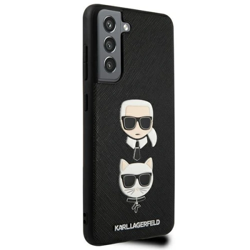 Etui Karl Lagerfeld KLHCS21FESAKICKCBK Samsung Galaxy S21 FE czarny/black hardcase Saffiano Ikonik Karl&Choupette Head