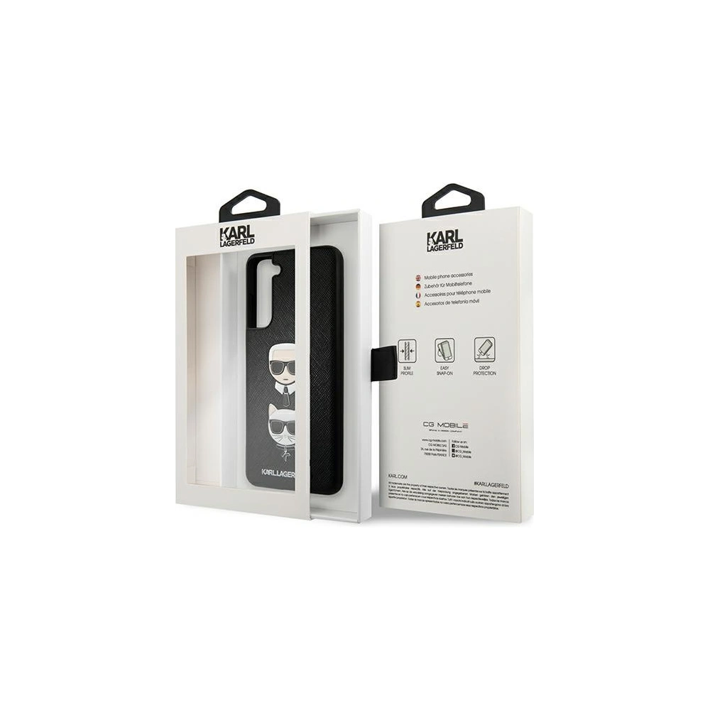 Hurtownia GSM - Etui Karl Lagerfeld KLHCS21FESAKICKCBK Samsung Galaxy S21 FE černý/black hardcase Saffiano Ikonik Karl&Choupette Head - KLD784BLK - {ean13} - Hurt
