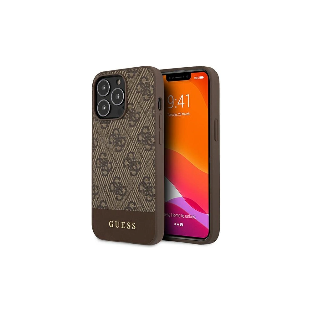 Hurtownia GSM - Etui Guess GUHCP13LG4GLBR Apple iPhone 13 Pro hnědý/brown tvrdý kryt 4G Stripe Collection - GUE1530BR - {ean13} - Hurt