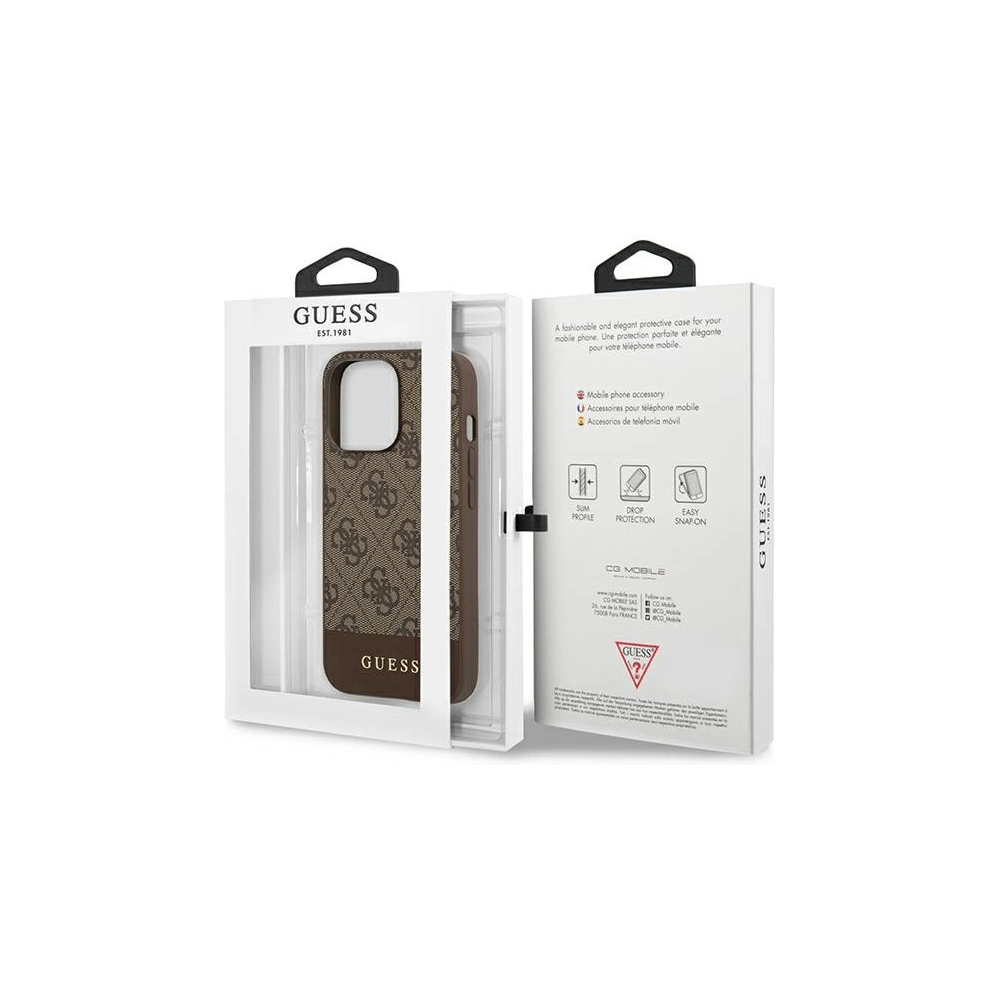 Hurtownia GSM - Etui Guess GUHCP13LG4GLBR Apple iPhone 13 Pro hnědý/brown tvrdý kryt 4G Stripe Collection - GUE1530BR - {ean13} - Hurt