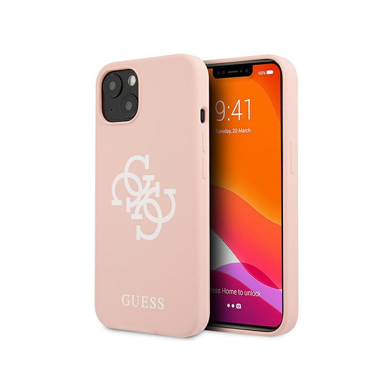 Guess GUHCP13MLS4GWPI Apple iPhone 13 pink hard case Silicone 4G Logo