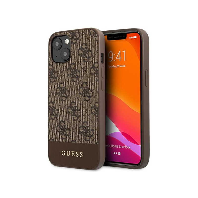 Hurtownia Guess - 3666339033590 - GUE1539BR - Etui Guess GUHCP13SG4GLBR Apple iPhone 13 mini brązowy/brown hard case 4G Stripe Collection - B2B homescreen