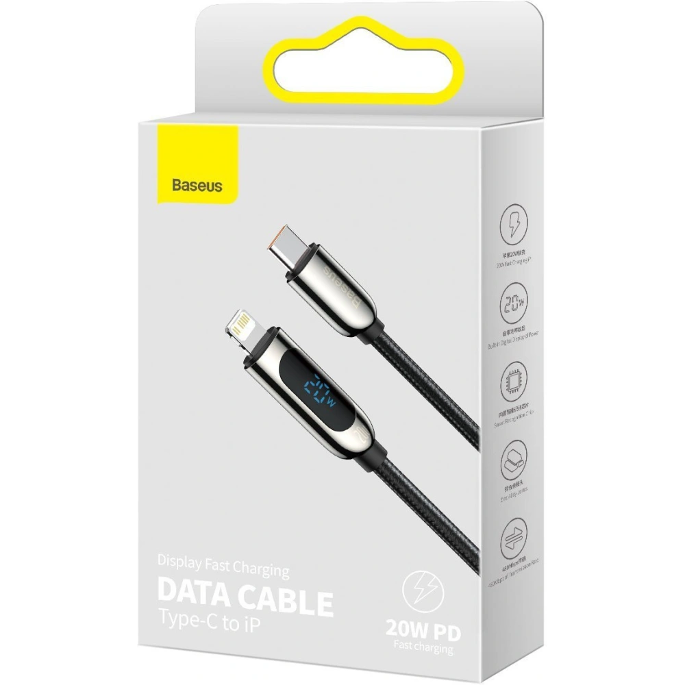 Hurtownia GSM - Kabel USB-C do Lightning Baseus Display, PD, 20W, 1m (czarny) - BSU2998BLK - {ean13} - Hurt