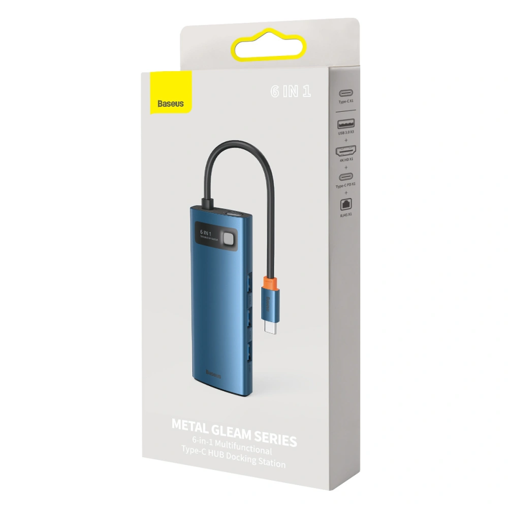 Hurtownia GSM - Adapter 6w1 Baseus Hub USB-C na 3x USB 3.0 + HDMI + USB-C PD 4K HD - BSU3010 - {ean13} - Hurt