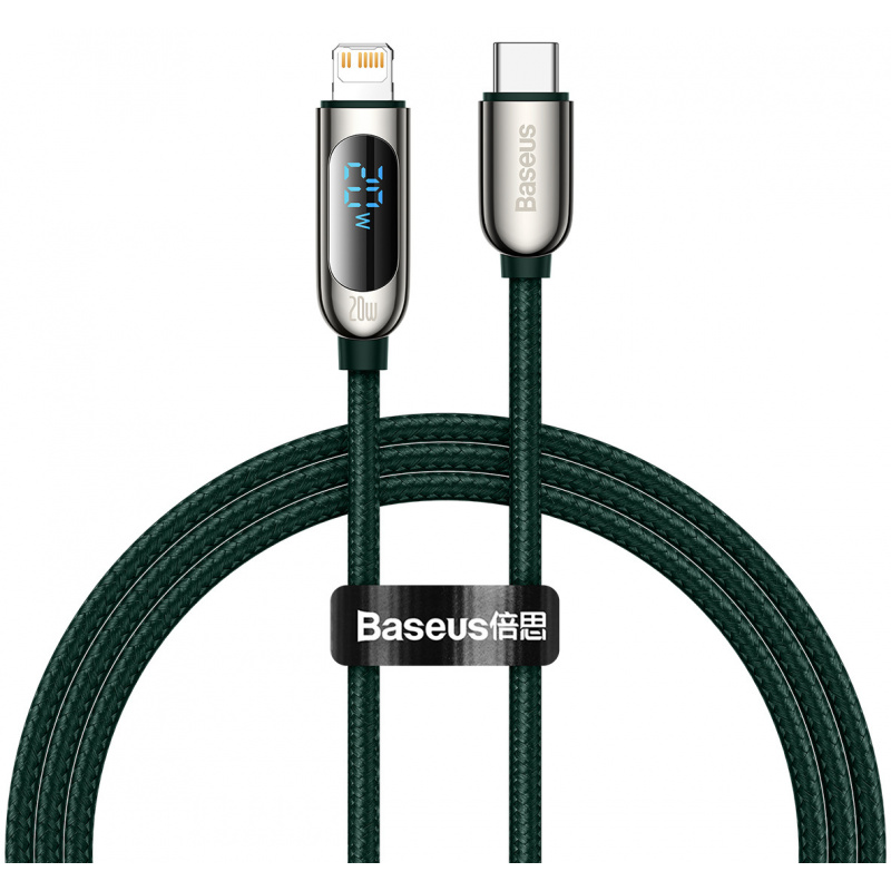 Baseus Distributor - 6953156208643 - BSU3012GRN - USB-C cable for Lightning Baseus Display, PD, 20W, 1m (green) - B2B homescreen