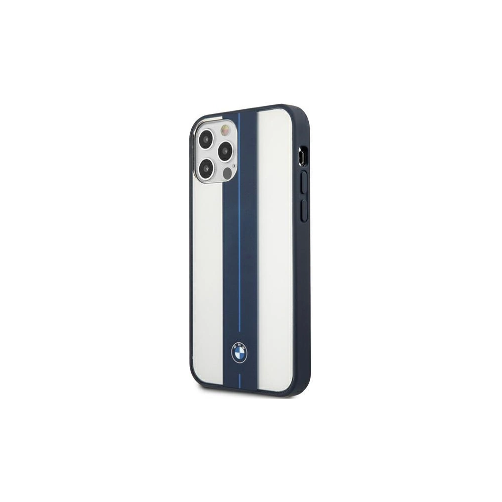 Hurtownia GSM - Etui BMW BMHCP12MPCUMRSTNA Apple iPhone 12/12 Pro transparent hardcase Middle Stripe Navy - BMW261CL - {ean13} - Hurt