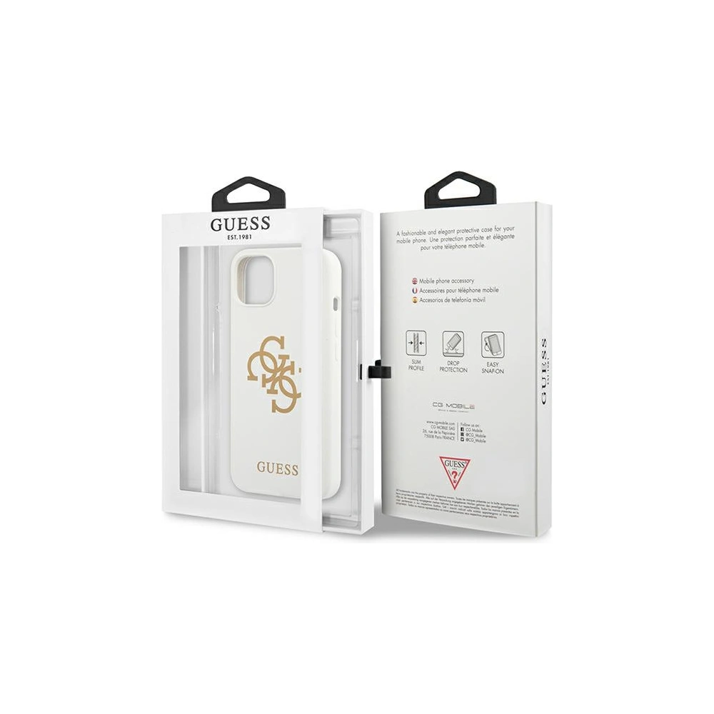 Hurtownia GSM - Etui Guess GUHCP13SLS4GGWH Apple iPhone 13 mini bílý/white hard case Silicone 4G Logo - GUE1541WHT - {ean13} - Hurt