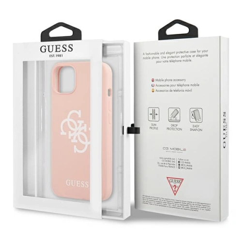 Etui Guess GUHCP13SLS4GWPI Apple iPhone 13 mini różowy/pink hard case Silicone 4G Logo
