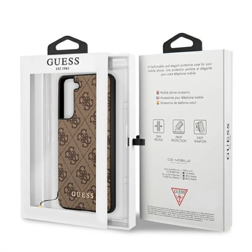 Etui Guess GUHCS21FEGF4GBR Samsung Galaxy S21 FE brązowy/brown hard case 4G Charms Collection
