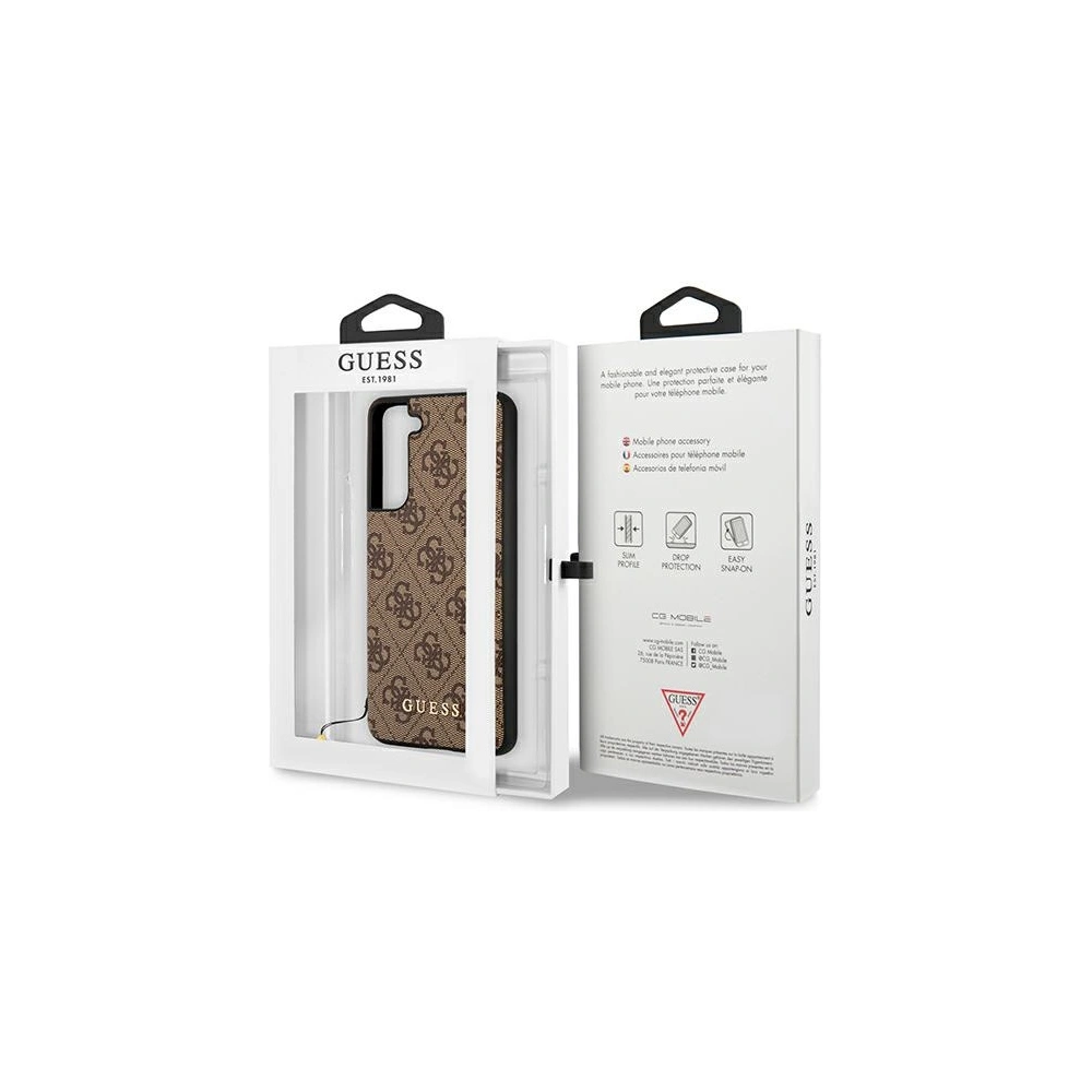 Wholesale Guess GUHCS21FEGF4GBR Samsung Galaxy S21 FE brown hard case 4G Charms Collection - GUE1549BR - {ean13} - Hurt