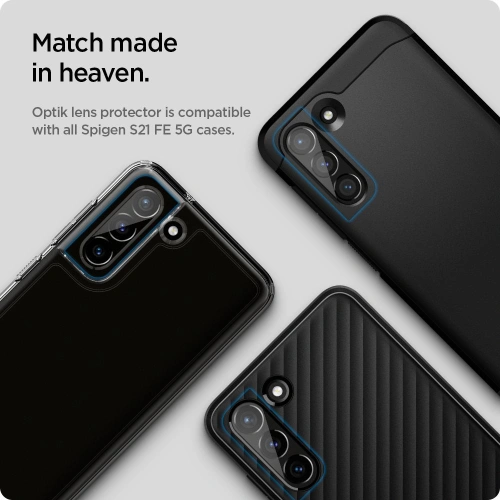 Szkło hartowane na aparat Spigen Optik Camera Lens Samsung Galaxy S21 FE Black [2 PACK]